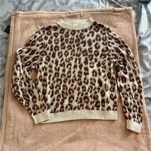 a new day Leopard Pattern Crew Neck Sweater